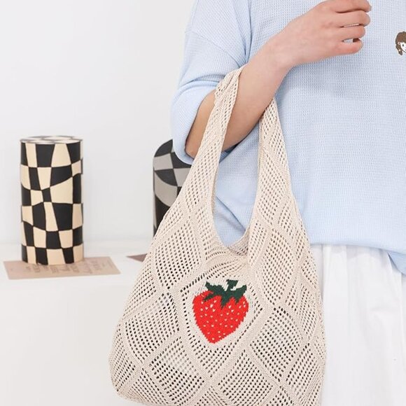 Crochet Mesh Beach Tote Shoulder Bag - Picture 7 of 7